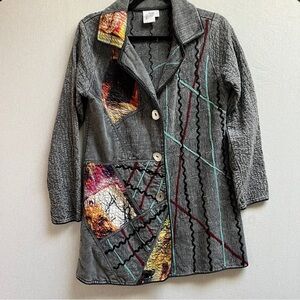 Paisley & Sage Artistic Gray Patchwork Women's Coat Sz S